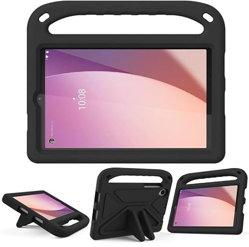 Kids Case For Lenovo Tab M8 8-Inch 4th 3rd Gen (TB300FU TB-8506F TB-8505F/X TB-8705F/N), EVA Foam Lightweight Shockproof Duarable, Tablet Cover with Handle Stand Case For Children Firendly, Black