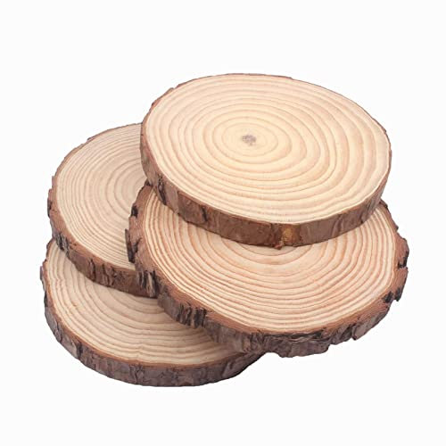 4 Pièce Rondin de Bois Sans trou de Diamètre 17-18 cm Tranches de Bois Naturel Tables Décorations pour DIY Mariage Rustiques Projets Bricolage Peinture