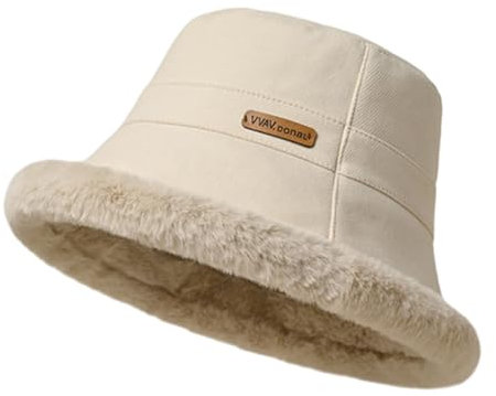 Smbcgdm Warme Mütze Winter Becken Unisex mit Faux Rex Kaninchen Pelz Winddichte Kappe Ohrenschutz Gemütlich Samt Eimer für Outdoor, beige, 4XL