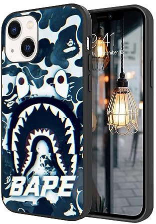 Kompatibel mit iPhone 14, Cartoon-TPU, Rundumschutz, stoßfest, Fallschutz (Fashion-Bape-Shark-4)