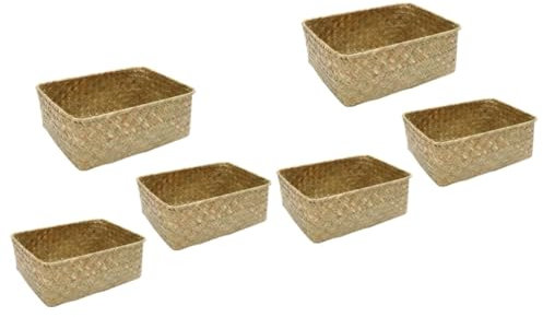 6 Stk Gewebter Kleinigkeiten-Organizer-Korb Aufbewahrungskorb ablagekörbe kühlkorb einkaufskorb Weide Gewobener Korb dreiteiliger Anzug Finishing-Korb Container Weben von Seegras