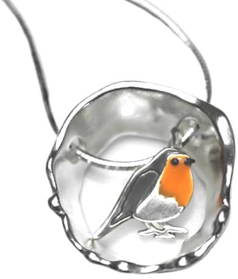 Rotkehlchen Kette. 925 Sterling Silber