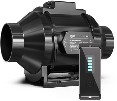 AITECAC CloudStorm S4, Quiet 4” Inline Duct Fan with Speed Controller - Ventilation Exhaust Fan for Heating Cooling, Grow Tents, Hydroponics