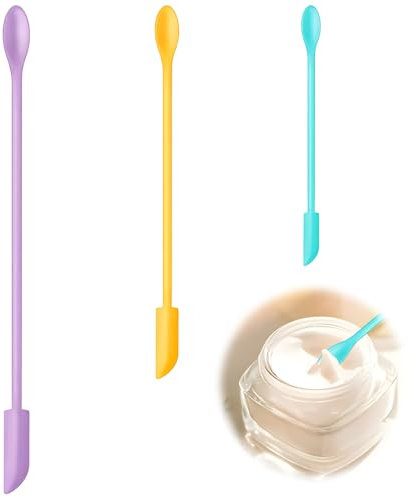 Lot de 3 mini spatules flexibles en silicone - Petites spatules en silicone - Petites spatules de beauté - Ustensiles de cuisine en silicone pour pots à confiture, boîtes étroites et bouteilles fines