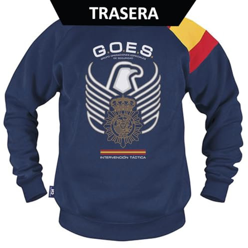 CAMISETAS Y OLE Sudadera POLICIA Nacional Goes (FR/ES, Letras, XS, XXL, Regular, Regular, Azul Marino)