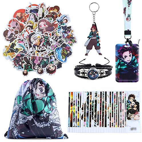 YAXMME 90 Pcs Dam Slay Merch Geschenkset, Anime Sticker, Keychain, Kordelzugbeutel, Lesezeichen, Armband, Kartenhaltern, für Fans
