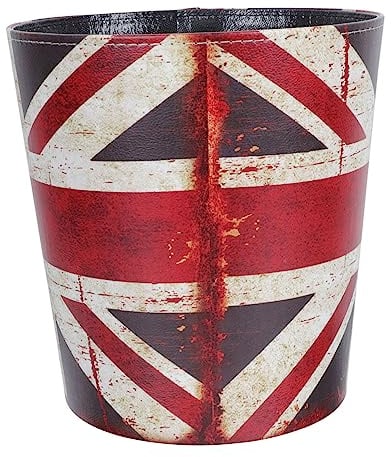 KITANDOVE Union Jack Rubbish Bin Basket Storage Bin Home Storage Basket Retro Waste Container Office Trash Can 1pc