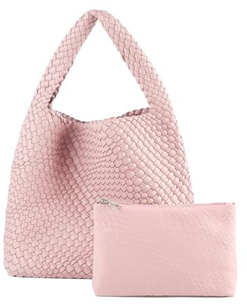Gewebte Tragetasche für Damen, veganes Leder, handgewebte Handtaschen und Geldbörse, Schultertasche, Top-Griff, All-Match-Unterarmtasche