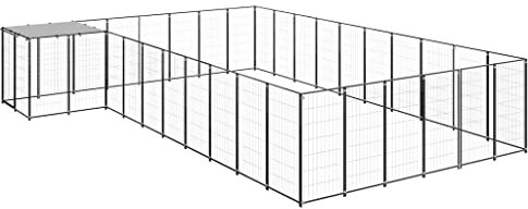 DYRJDJWIDHW hundegitter Wohnung,Hunde Filme,hasenstall,Hundezwinger Schwarz 19,36 m² StahlEntworfen für Garten und Terrasse.