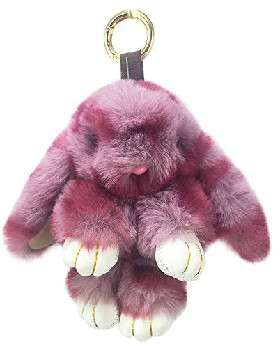 Xsclpomddy Plüsch Hase Schlüsselanhänger Plüsch-Häschen Pom Poms Taschenanhänger Handtasche Autoschlüssel Dekoration,Die Rose Leoparden
