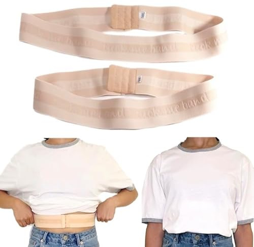 tuck me band - Verstellbarer elastischer Gürtel zum Zuschneiden / Einstecken Ihrer Kleidung - Pullover, Tops, Hemden, T-Shirts Fashion Hack.Neutral/Natural Beige, Neutral/natürliches Beige, M/L