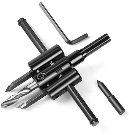 Kreisschneider Holz, 30-200 mm Lochschneider Verstellbar Lochsägen Kreisbohrer Holz Holzverarbeitung Werkzeuge Universal für Holzs, Kunststoff, Gipskarton