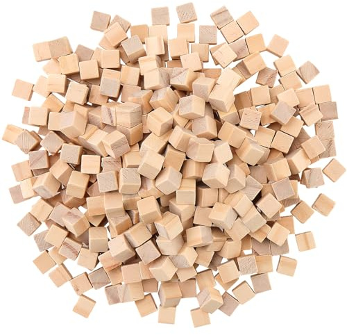 CHUIFAI 1000 Stück Mini Holzwürfel 10 x 10 x 10 mm, Kleine Holzwürfel Blanko, Quadrat Würfel Holzklötze, Natürliche Holzblöcke zum Basteln, Bemalen, Dekoration, Handwerk
