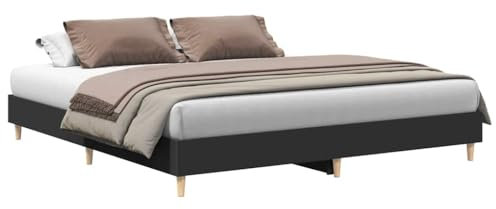 vidaXL Bettgestell ohne Matratze Schwarz 200x200 cm Holzwerkstoff, Bettrahmen, Bett, Palettenbett, Schlafzimmermöbel, Doppelbett, Plattenbett