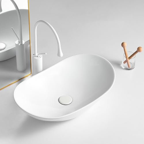 Badezimmer-Waschbecken, modernes ovales Waschbecken, einfach zu installierendes Aufsatzwaschbecken, kratzfestes Waschbecken für kleine Wohnungen, Gärten, Hotels