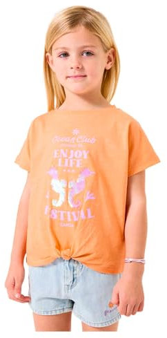 Garcia Mädchen T- Shirt Kurzarm mit Pailletten, Größe:116/122, Farbe:Coral kiss