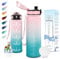 Motswedi Botella Agua, 1000ml sin BPA, Botella de Agua, Reutilizable, Cantimplora, con Marcador de Tiempo, Botella Agua Gimnasio, Botella para Niños, Deporte, Running, Gimnasio, Bicicleta, Rosa Verde