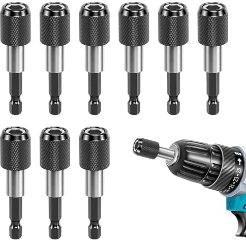 Bithalter Magnetisch, 9 Stück Schnellwechsel Bithalter Mit Magnet Bithalter 1/4’’ (60 mm), Bit Halterung Magnetisch Ideal Für Bohrmaschinen Und Schraubendreher
