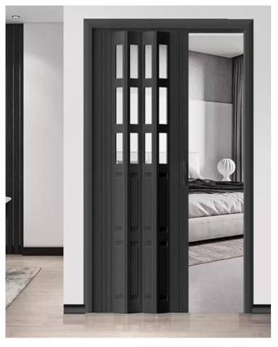 Puerta de armario plegable, puerta corredera interna de PVC con asa para divisor de habitación interior, ideal para baño, despensa, pasillo