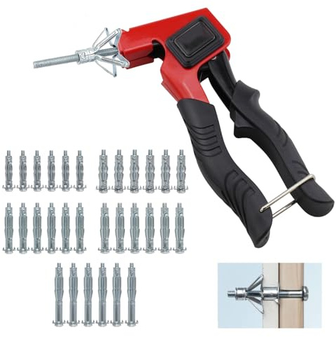 Montagezang für Hohlraumdübel Set, Hohlraumdübel Set, Zange Set mit 30Pcs M4, M5, M6 Hohlraum Metalldübel mit Schrauben, mit Hohlwänden, Gipskarton, Wohndekorationen