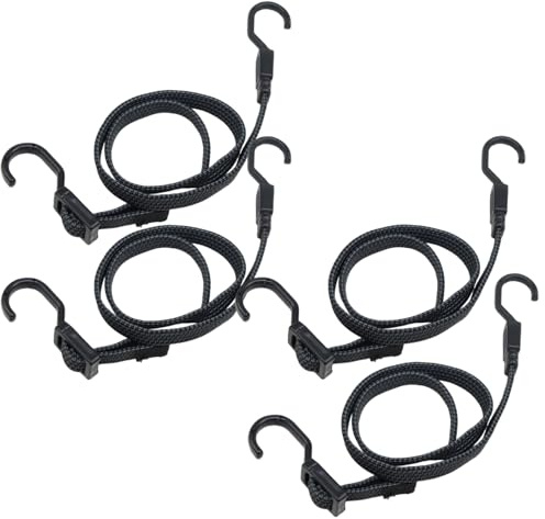 4 cuerdas elásticas ajustables, cuerdas elásticas planas resistentes de 39 pulgadas con ganchos, correas para equipaje de camping al aire libre |.Servicio pesado con ganchos