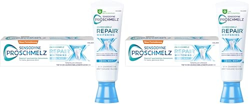 Sensodyne ProSchmelz Repair Whitening Zahnpasta, 75ml, tägliche Zahncreme mit Fluorid für weiße Zähne, repariert nachweislich durch Säuren geschwächten Zahnschmelz & entfernt Verfärbungen.