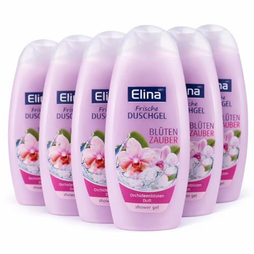 Elina Med Frische Duschgel Blütenzauber, Orchideenblüten-Duft, Shower Gel, 6er Pack