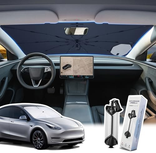 LANGBEAN Faltbare Windschutzscheiben Sonnenschutz für Tesla Model Y Model 3