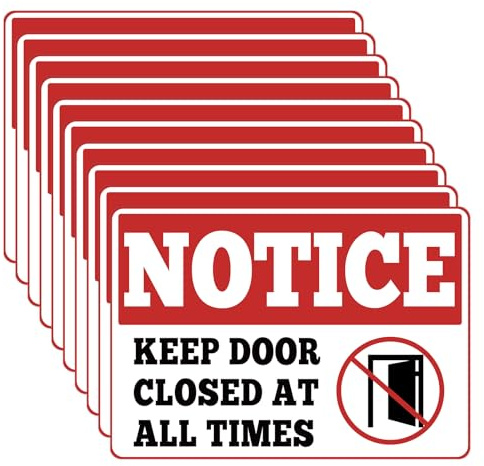 10PCS Keep Door Closed Sign Sticker Self-Adhesive Close Door Labels Vinyl Decals for Home Bathroom Bedroom Workplace Restaurant Business Indoor/Outdoor Use for Store Cafe and Shop