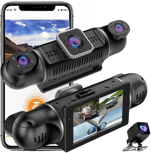 KEPEAK 4 Channel Dash Cam 360° View,Quad Dashcams for Cars with WiFi APP Control,1080P Front+Left+Right+Rear Recording,G-Sensor,Loop Recording,24H Parking Monitor