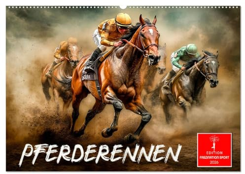 Pferderennen (Wandkalender 2026 DIN A2 quer), CALVENDO Monatskalender: Mit Spitzenleistung von Pferd und Jockey zum Sieg. (CALVENDO Sport)