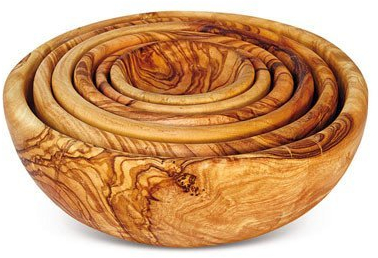 LoranShop Set mit 6 Schalen (aus Olivenholz, handgefertigt), Rustikal, Schale