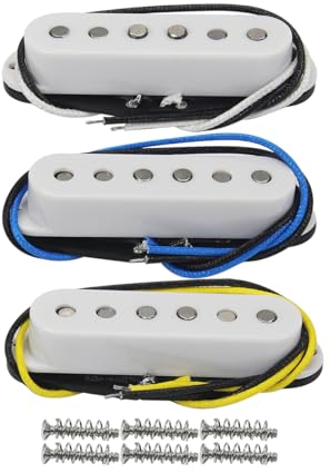 FLEOR Single-Coil-Tonabnehmer Alnik 5 ST Tonabnehmer Gitarren Hals/Mitte/Steg Tonabnehmer Satz für SQ ST Pickups Ersatz, weiß