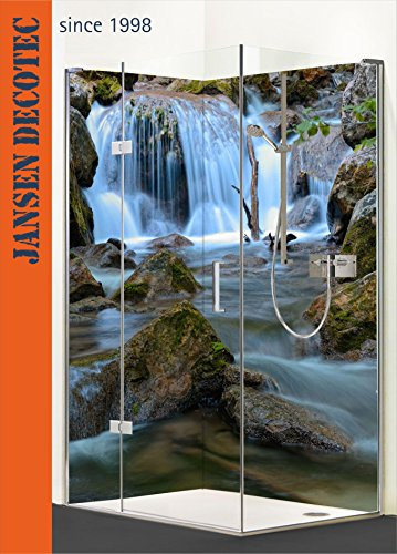 Eck - Duschrückwand, 2 Segmente, links 90x200cm, rechts 120x200cm, Motiv: Wasserfall
