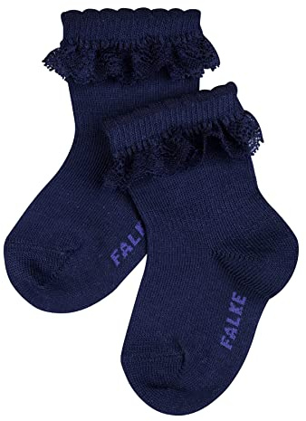 FALKE Unisex Baby Romantic Lace B SO Cotton Plain 1 Pair Socks, Blue (Marine 6120), 12-18 months