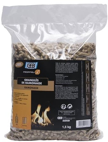 GEB Propfeu granulés pellets pour ramonage Chimique de poêles - Sachet 1,5kg, Beige