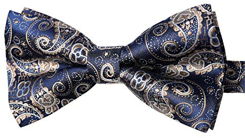 HISDERN Fliege Herren Bereits Gebunden Verstellbar Schleife Paisley Fliegen für Männer Hochzeit Anzug Smoking, Blaue & Gold
