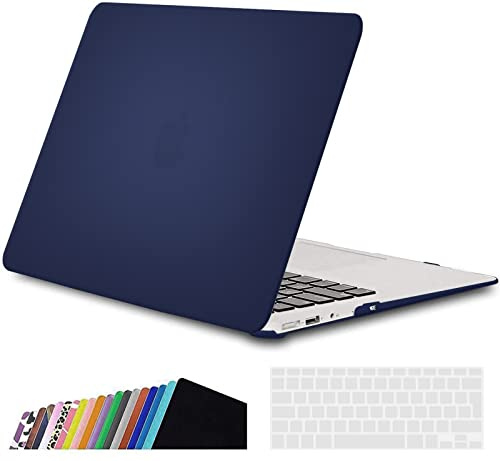 iNeseon Funda Compatible con 2010-2017 MacBook Air 13 (A1466 A1369), Protectora Rígida Carcasa con Cubierta de Teclado para MacBook Air 13 Pulgadas(Tamaño 32.5 x 22.7cm), Azul Marino