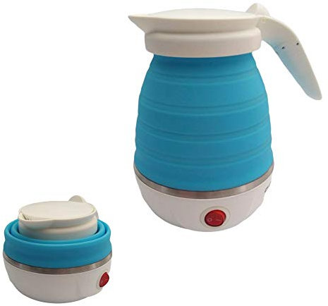 FAST WORLD SHOPPING ® Bollitore Elettrico Da Viaggio Caraffa Pieghevole 850-1000 Watt 600Ml Impugnatura Scomparsa