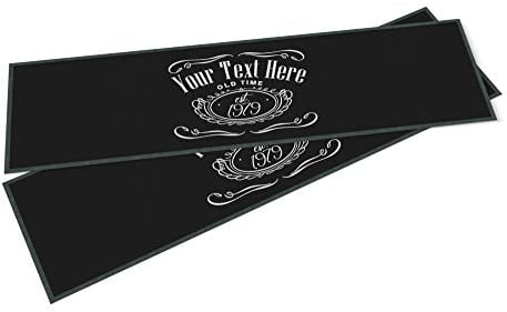 Purple Print House Personalised Bar Runner - Custom Text Rubber Bar Mat - Whiskey - Home Bar Accessories for home pub (Small - 440x250)