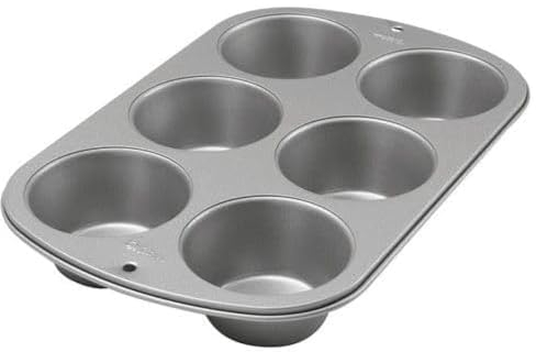 Wilton Molde para magdalenas Jumbo con receta correcta, antiadherente, 6 agujeros, 4.7cmx22.3cmx34.3 cm
