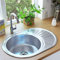 Festnight Einbauspüle mit Sieb und Siphon Oval Edelstahl Spüle Spülbecken Küchenspüle Edelstahlspüle Waschbecken Küche 570 x 450 x 160 mm