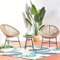 CONCEPT USINE - Salon de Jardin - Ensemble Bistrot 3 pièces Rotin Naturel : 2 Fauteuils Oeuf + Table Ronde Design Acapulco Beige | Cordes Polyéthylène Résistant | Intérieur Extérieur | Résiste à l'eau
