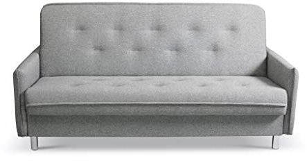 E-MEUBLES Schlafsofa mit Bettkasten, Sofa Couch für Wohnzimmer 3-Sitzer aus Stoff LILA (Grau)