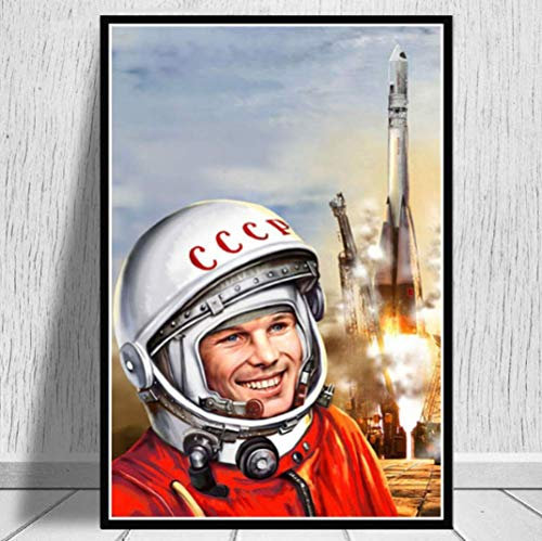 RUIYANMQ Space Heroes Yuri Gagarin Poster Und Drucke Wandbilder Für Wohnzimmer Vintage Home Decor Mk48Zw 40X60Cm Rahmenlos