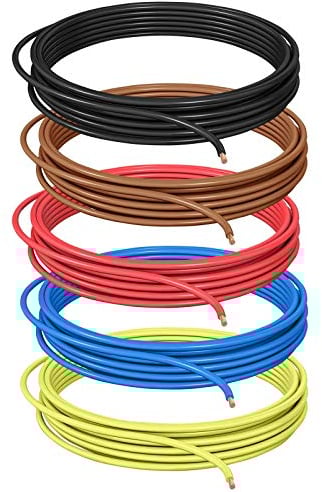 DCSk Fahrzeugleitung - 1,5mm² - 10m - FLRY B asymmetrisch Sortiment 5 Farben - 1.5 mm² - KFZ-Kabel-Litze - rot schwarz blau braun gelb - 1 5mm2
