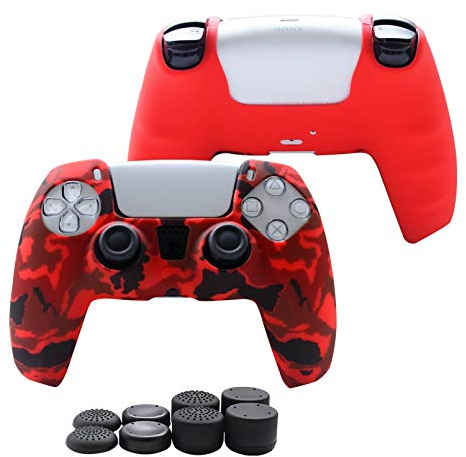 Hikfly PS5 Controller Cover, Silicone Skin for DualSense Controller, Non-Slip Grips, Red, Gaming on PS5