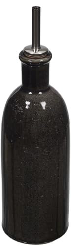 HOME DECO FACTORY - KA4738 Bouteille Huile Vinaigre 40cl Céramique - Accessoire de Table Élégant - Dimensions 7.10 x 7.10 x 25.00 cm - Coloris Noir Naturel