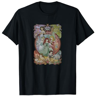 Disney Princess Group Shot Stained Glass Background T-Shirt