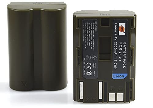 DSTE Electron JIA51A2 2PCS BP-511 BP511A (2300mAh/7.4V) Battery Compatible with Canon EOS 10D, 20D, 300D, 30D, 40D, 50D, 5D, D30, D60